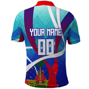 Personalized Haiti Football Polo Shirt Haitian Flag Trogon Bird Mascot