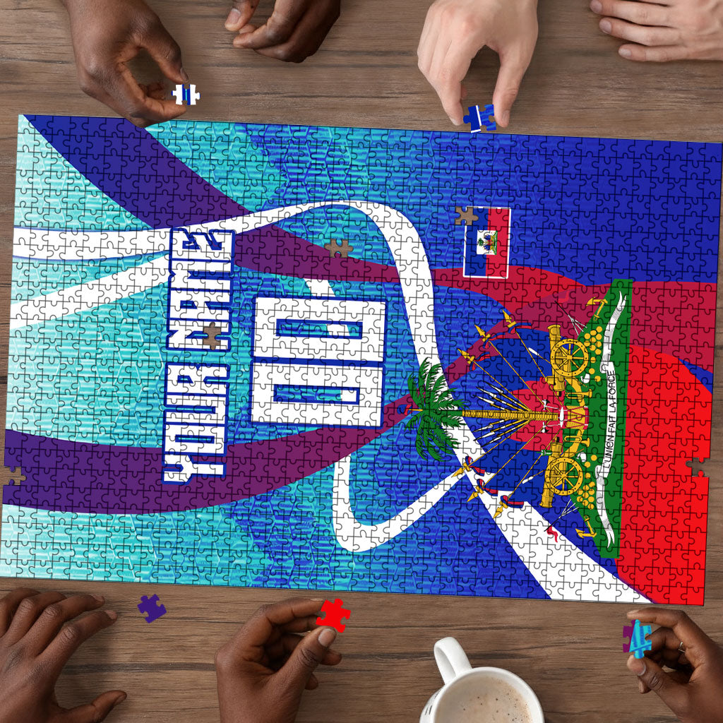 Personalized Haiti Football Puzzle Haitian Flag Trogon Bird Mascot