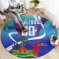 Personalized Haiti Football Round Carpet Haitian Flag Trogon Bird Mascot