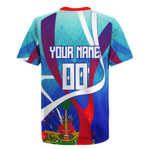 Personalized Haiti Football Rugby Jersey Haitian Flag Trogon Bird Mascot
