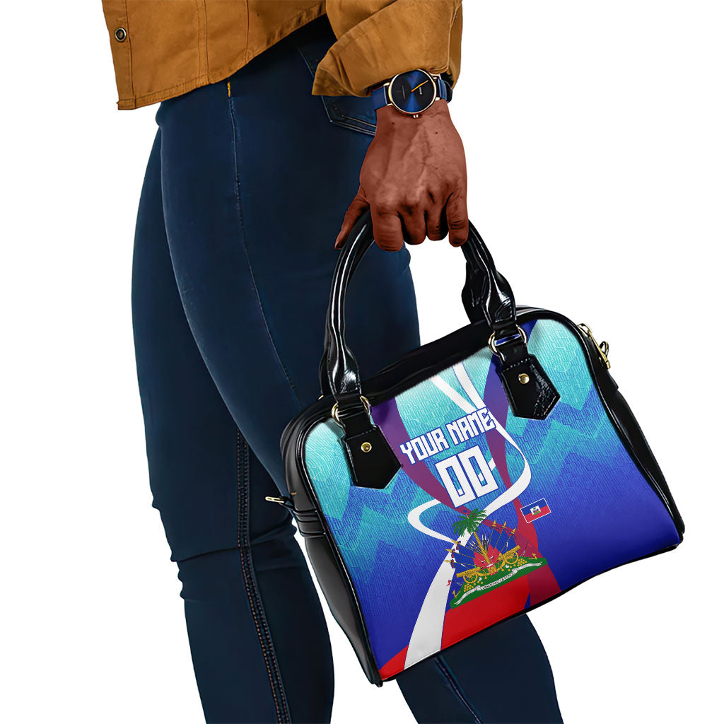 Personalized Haiti Football Shoulder Handbag Haitian Flag Trogon Bird Mascot