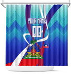 Personalized Haiti Football Shower Curtain Haitian Flag Trogon Bird Mascot