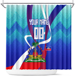 Personalized Haiti Football Shower Curtain Haitian Flag Trogon Bird Mascot