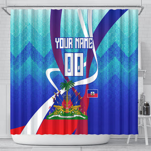 Personalized Haiti Football Shower Curtain Haitian Flag Trogon Bird Mascot