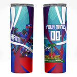 Personalized Haiti Football Skinny Tumbler Haitian Flag Trogon Bird Mascot