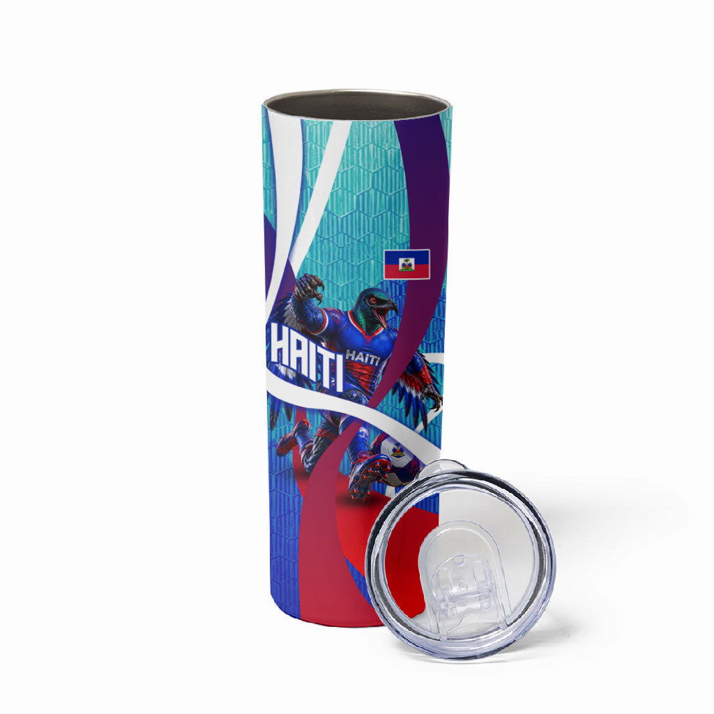 Personalized Haiti Football Skinny Tumbler Haitian Flag Trogon Bird Mascot