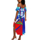 Personalized Haiti Football Summer Maxi Dress Haitian Flag Trogon Bird Mascot