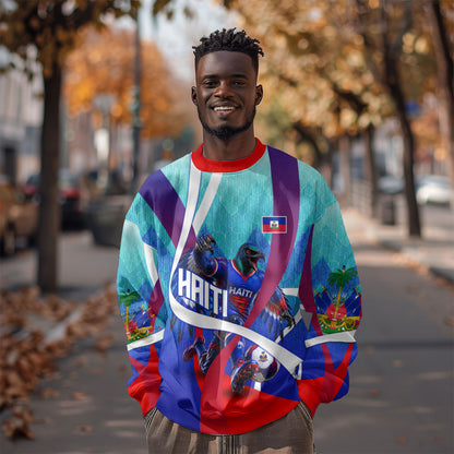 Personalized Haiti Football Sweatshirt Haitian Flag Trogon Bird Mascot