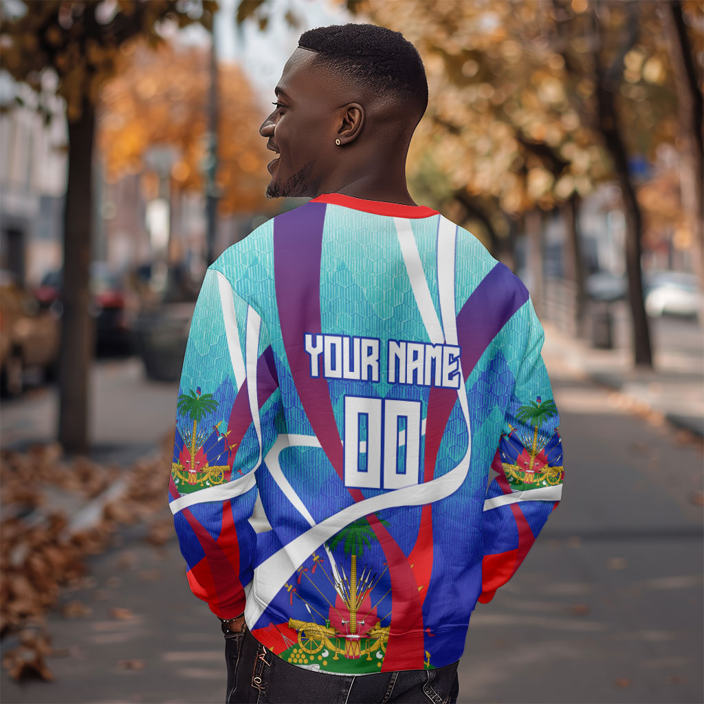 Personalized Haiti Football Sweatshirt Haitian Flag Trogon Bird Mascot