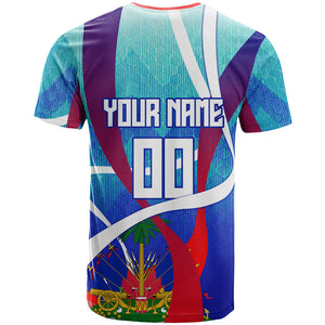 Personalized Haiti Football T shirt Haitian Flag Trogon Bird Mascot