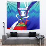 Personalized Haiti Football Tapestry Haitian Flag Trogon Bird Mascot