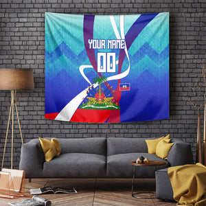 Personalized Haiti Football Tapestry Haitian Flag Trogon Bird Mascot