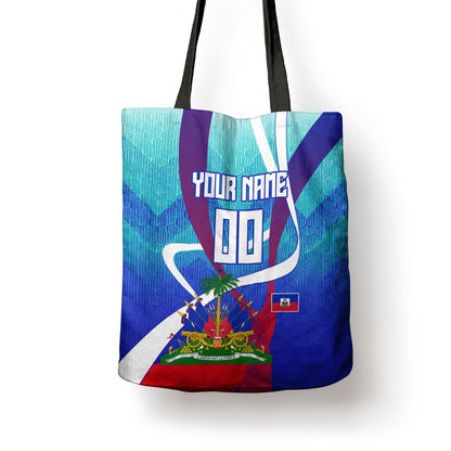 Personalized Haiti Football Tote Bag Haitian Flag Trogon Bird Mascot