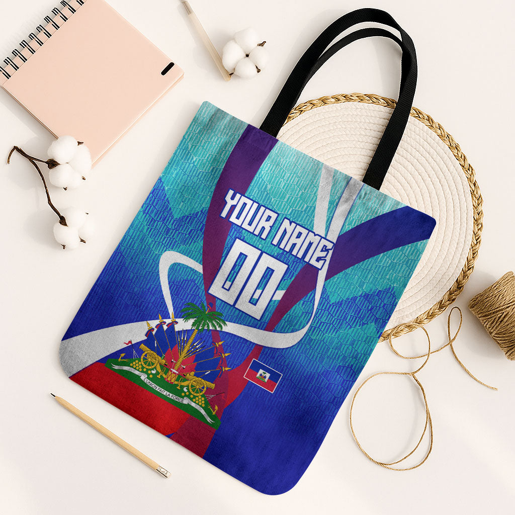 Personalized Haiti Football Tote Bag Haitian Flag Trogon Bird Mascot