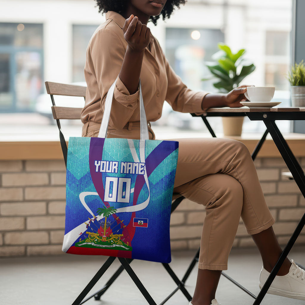 Personalized Haiti Football Tote Bag Haitian Flag Trogon Bird Mascot