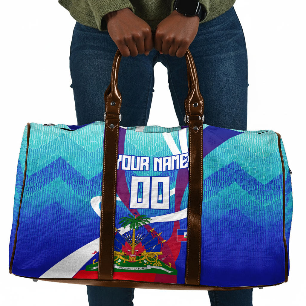 Personalized Haiti Football Travel Bag Haitian Flag Trogon Bird Mascot