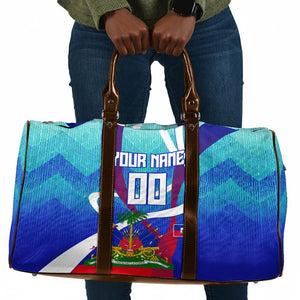 Personalized Haiti Football Travel Bag Haitian Flag Trogon Bird Mascot