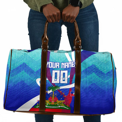 Personalized Haiti Football Travel Bag Haitian Flag Trogon Bird Mascot