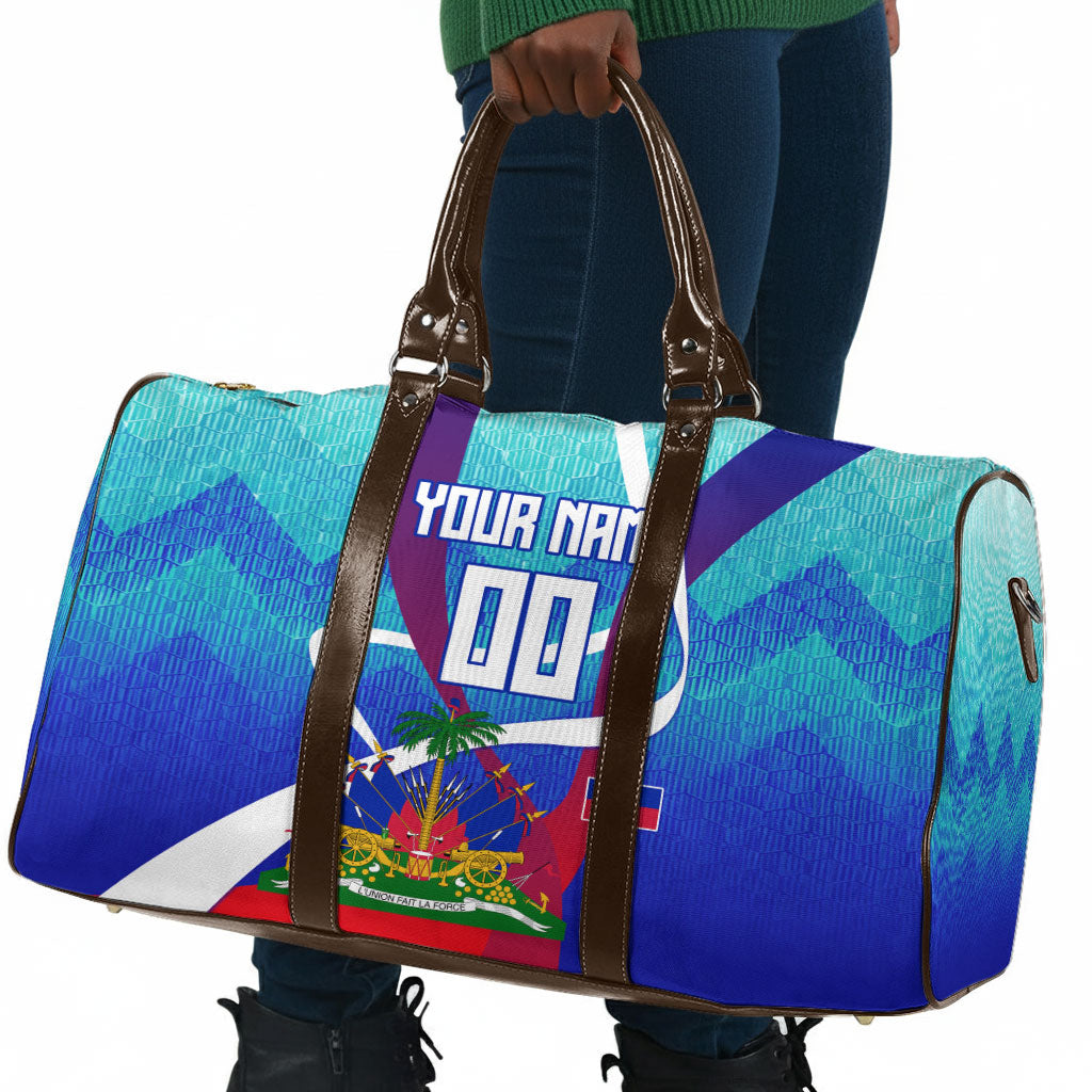 Personalized Haiti Football Travel Bag Haitian Flag Trogon Bird Mascot