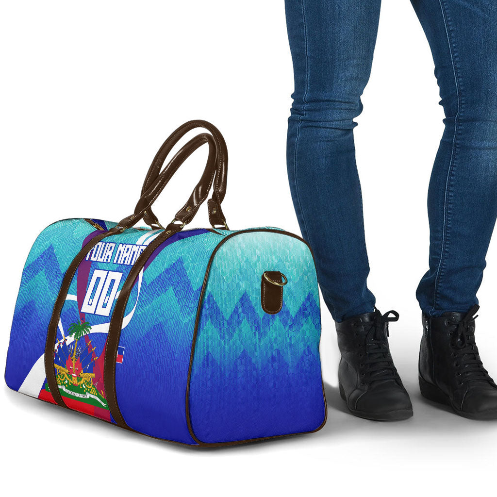 Personalized Haiti Football Travel Bag Haitian Flag Trogon Bird Mascot