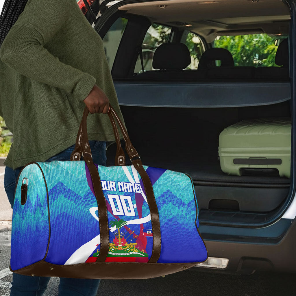 Personalized Haiti Football Travel Bag Haitian Flag Trogon Bird Mascot