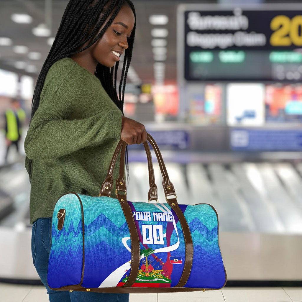 Personalized Haiti Football Travel Bag Haitian Flag Trogon Bird Mascot
