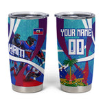 Personalized Haiti Football Tumbler Cup Haitian Flag Trogon Bird Mascot