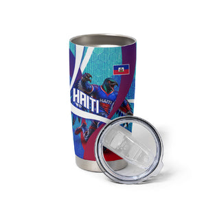 Personalized Haiti Football Tumbler Cup Haitian Flag Trogon Bird Mascot