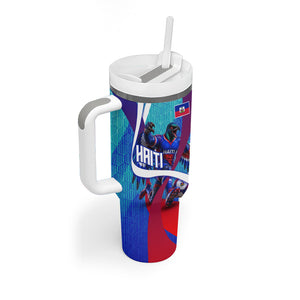 Personalized Haiti Football Tumbler With Handle Haitian Flag Trogon Bird Mascot