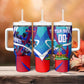 Personalized Haiti Football Tumbler With Handle Haitian Flag Trogon Bird Mascot