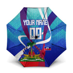 Personalized Haiti Football Umbrella Haitian Flag Trogon Bird Mascot