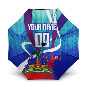 Personalized Haiti Football Umbrella Haitian Flag Trogon Bird Mascot