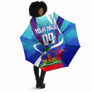 Personalized Haiti Football Umbrella Haitian Flag Trogon Bird Mascot
