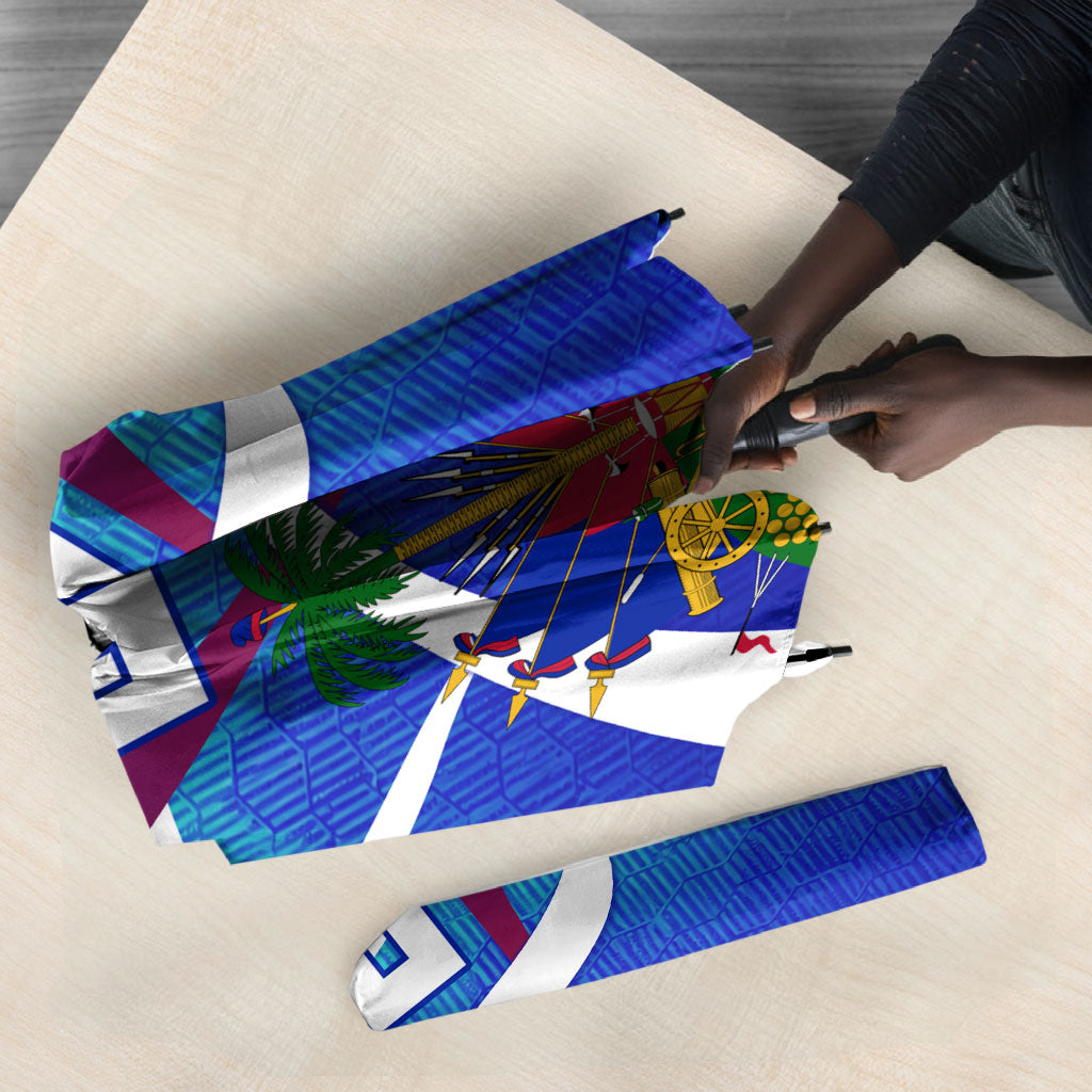 Personalized Haiti Football Umbrella Haitian Flag Trogon Bird Mascot