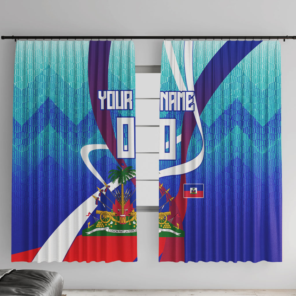Personalized Haiti Football Window Curtain Haitian Flag Trogon Bird Mascot