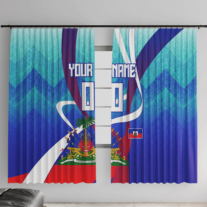 Personalized Haiti Football Window Curtain Haitian Flag Trogon Bird Mascot