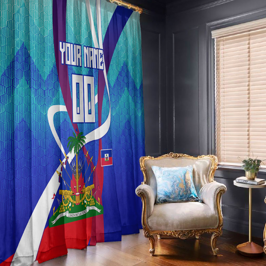 Personalized Haiti Football Window Curtain Haitian Flag Trogon Bird Mascot