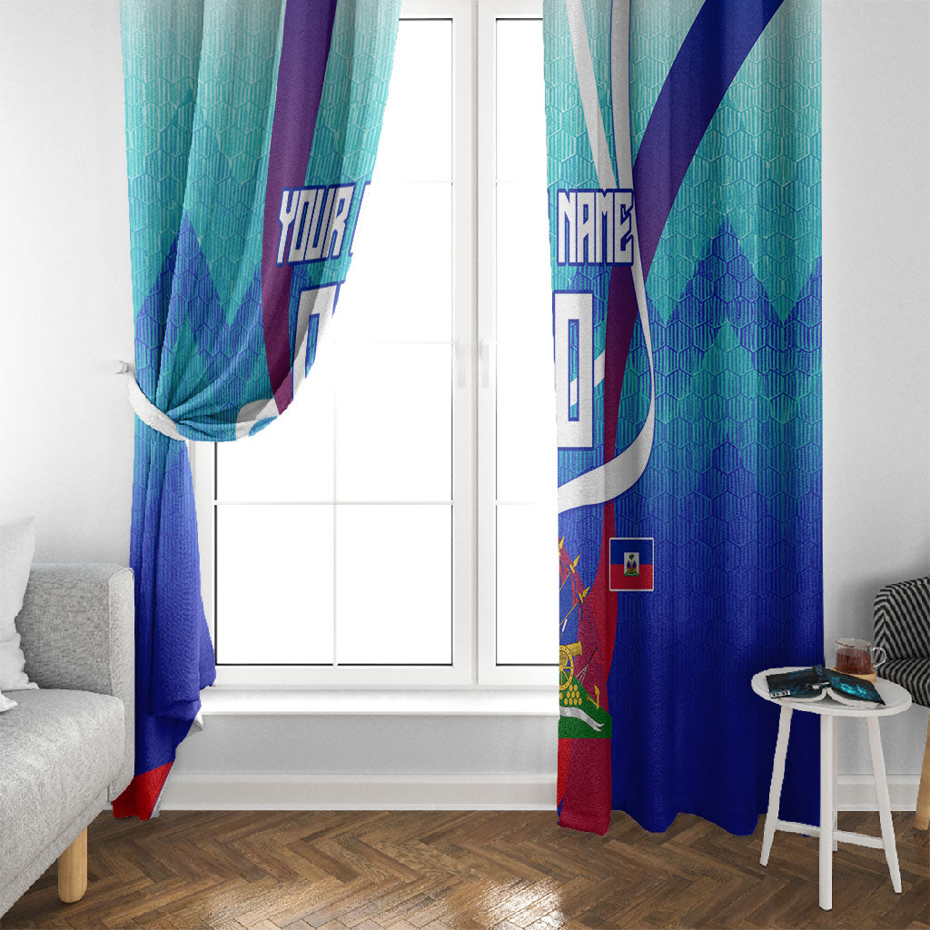 Personalized Haiti Football Window Curtain Haitian Flag Trogon Bird Mascot