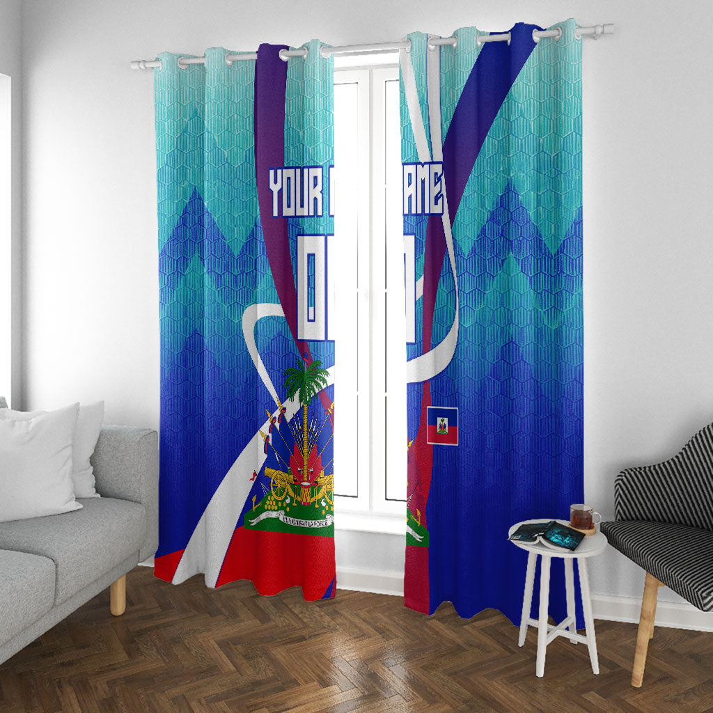 Personalized Haiti Football Window Curtain Haitian Flag Trogon Bird Mascot