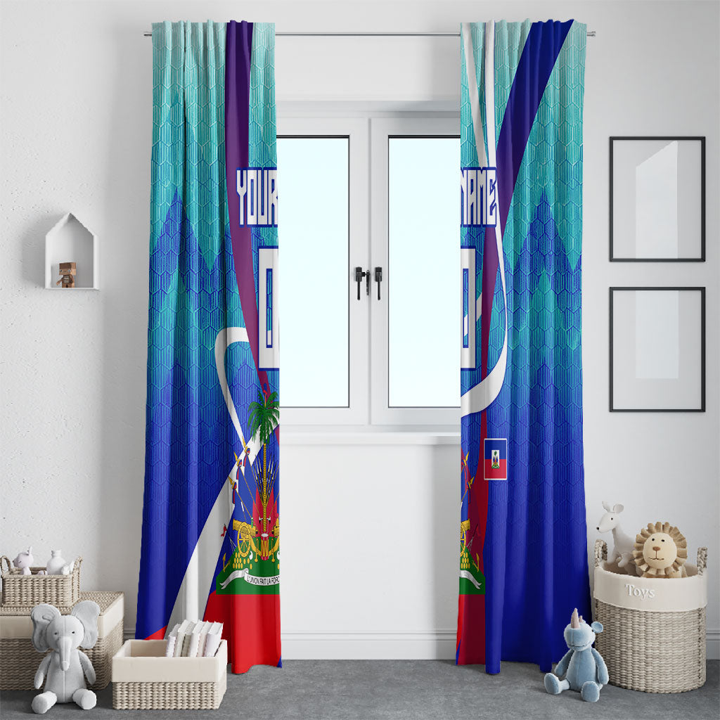 Personalized Haiti Football Window Curtain Haitian Flag Trogon Bird Mascot