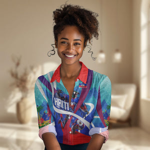 Personalized Haiti Football Women Casual Shirt Haitian Flag Trogon Bird Mascot