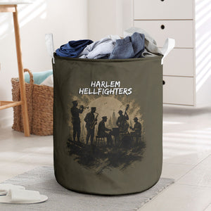 Harlem Hellfighters WWI Soldier Laundry Basket Vintage Military Hero Jazz Band Silhouette Art