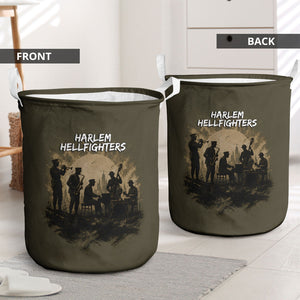 Harlem Hellfighters WWI Soldier Laundry Basket Vintage Military Hero Jazz Band Silhouette Art