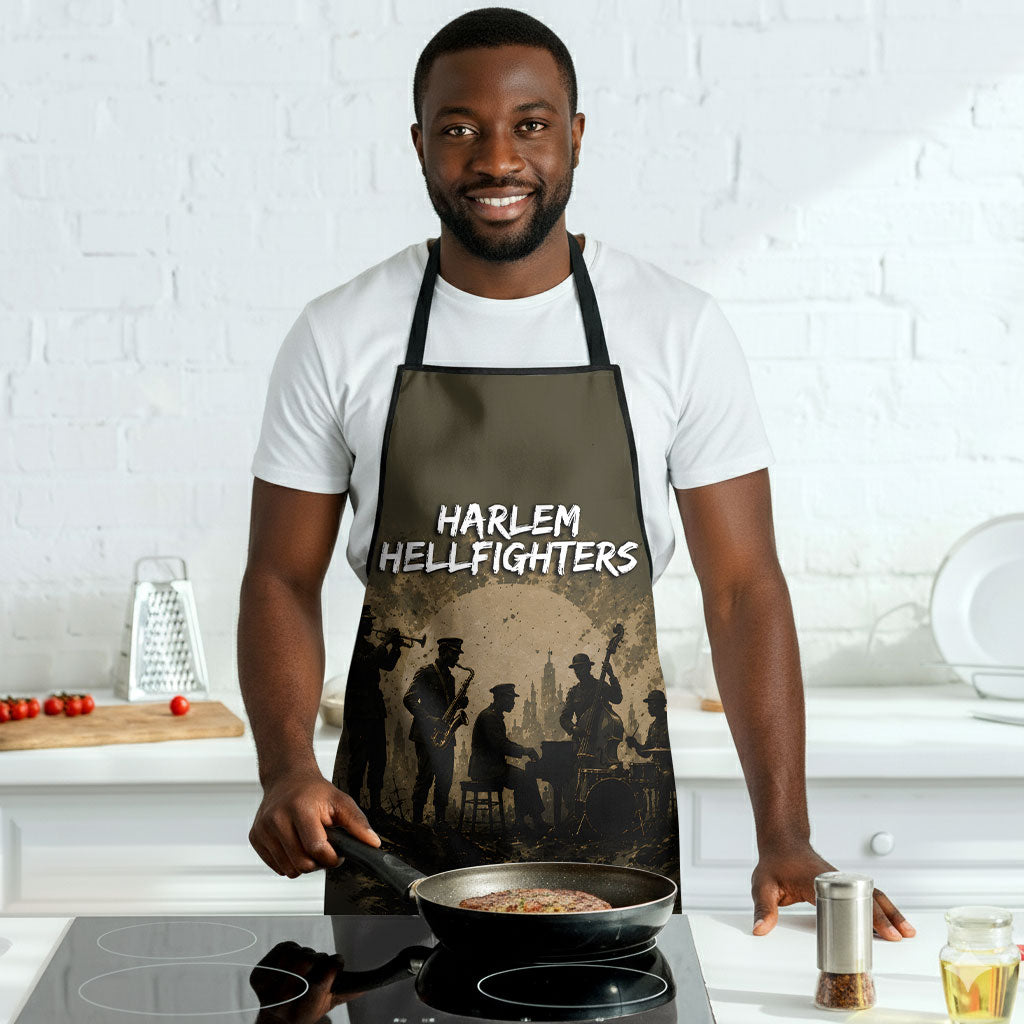 Harlem Hellfighters WWI Soldier Apron Vintage Military Hero Jazz Band Silhouette Art