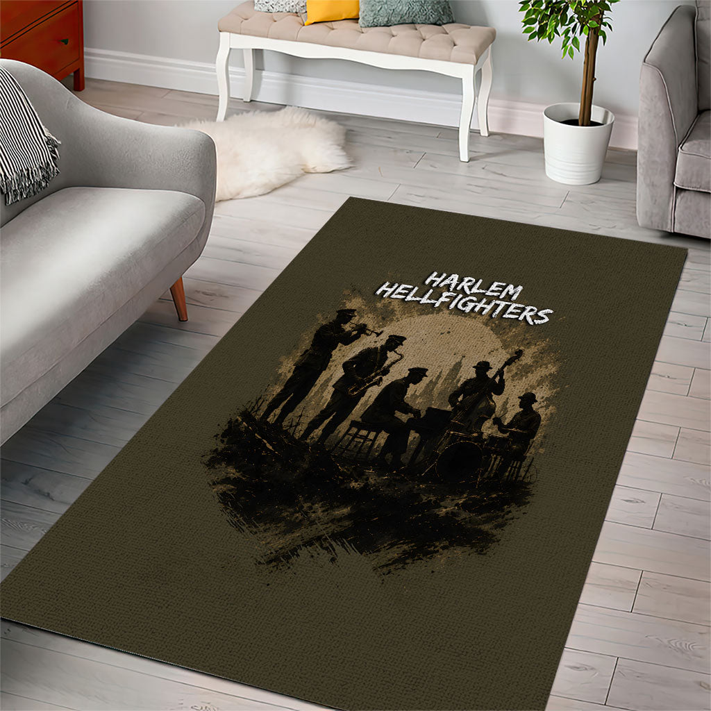 Harlem Hellfighters WWI Soldier Area Rug Vintage Military Hero Jazz Band Silhouette Art