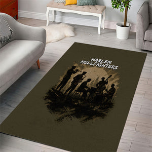 Harlem Hellfighters WWI Soldier Area Rug Vintage Military Hero Jazz Band Silhouette Art