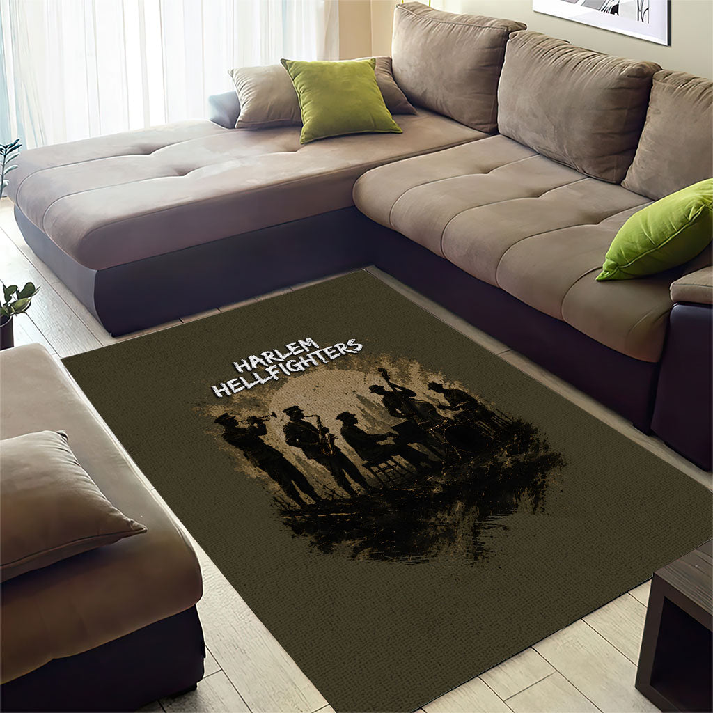 Harlem Hellfighters WWI Soldier Area Rug Vintage Military Hero Jazz Band Silhouette Art