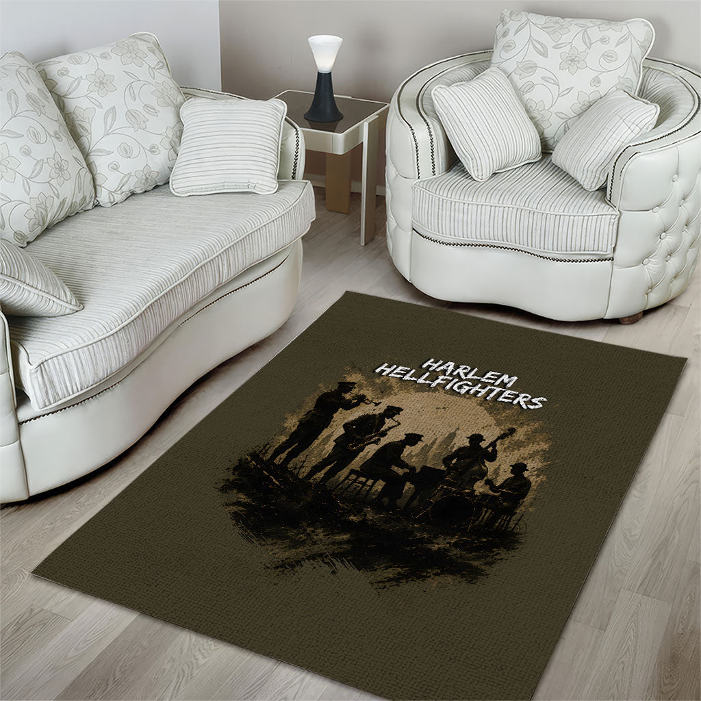 Harlem Hellfighters WWI Soldier Area Rug Vintage Military Hero Jazz Band Silhouette Art