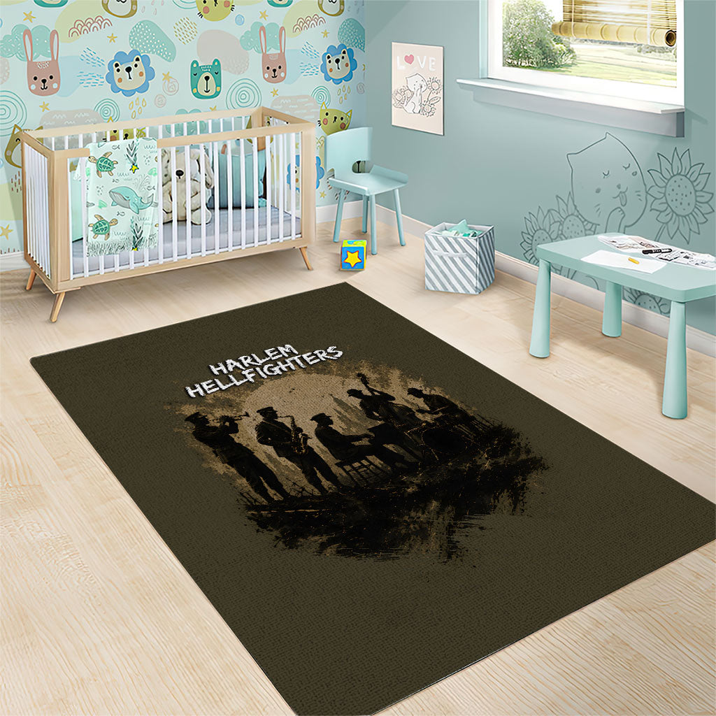 Harlem Hellfighters WWI Soldier Area Rug Vintage Military Hero Jazz Band Silhouette Art