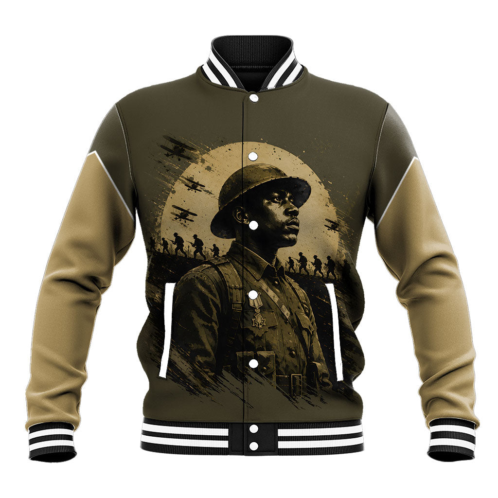 Harlem Hellfighters WWI Soldier Baseball Jacket Vintage Military Hero Jazz Band Silhouette Art